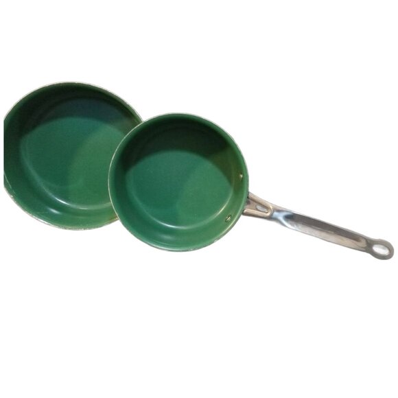 Alcove Cookware Sauce Pan Pots Green Gray Long Silver Handles Small 7" Medium 8" - Picture 3 of 6